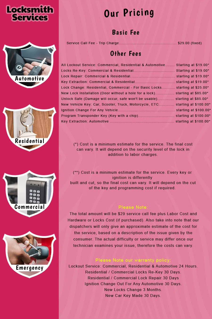 Wallington NJ Locksmith Store Wallington, NJ 973-577-2914 - price-list-c-18
